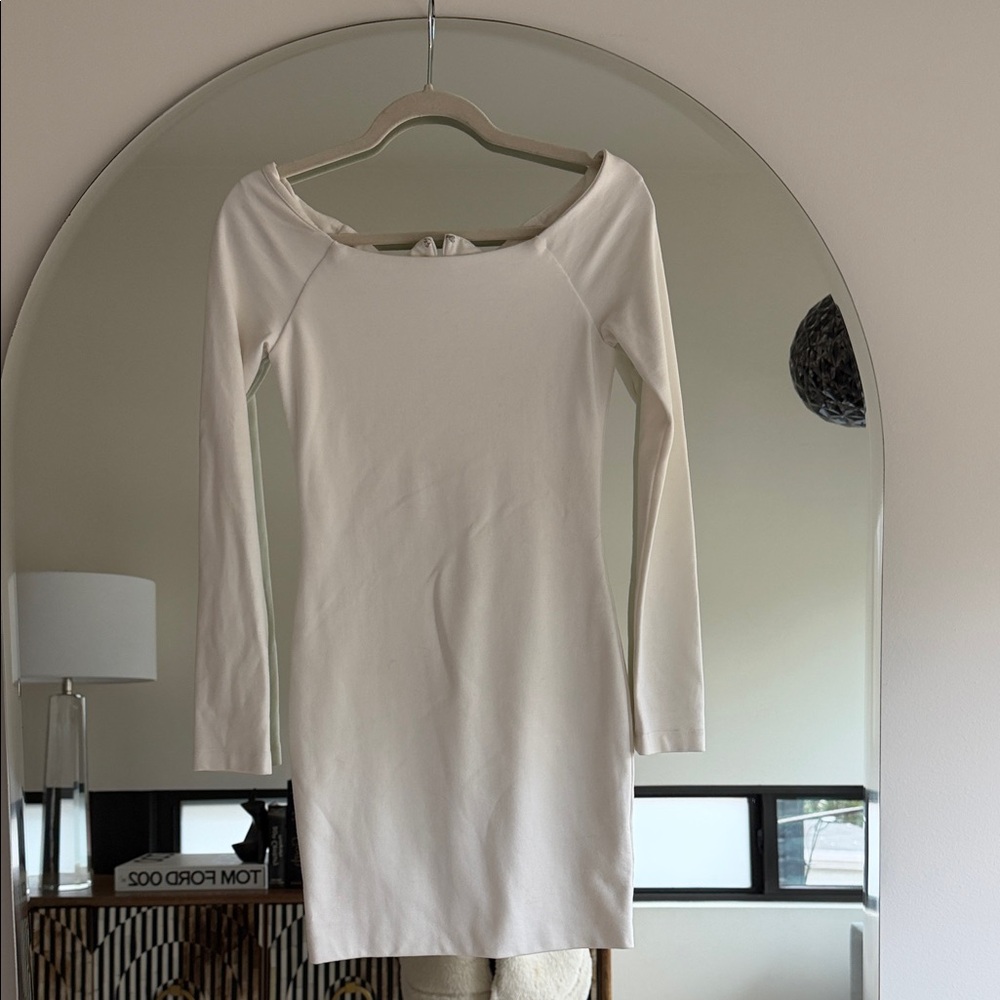Torn by Ronny Kobo Cream Long Sleeve Dress